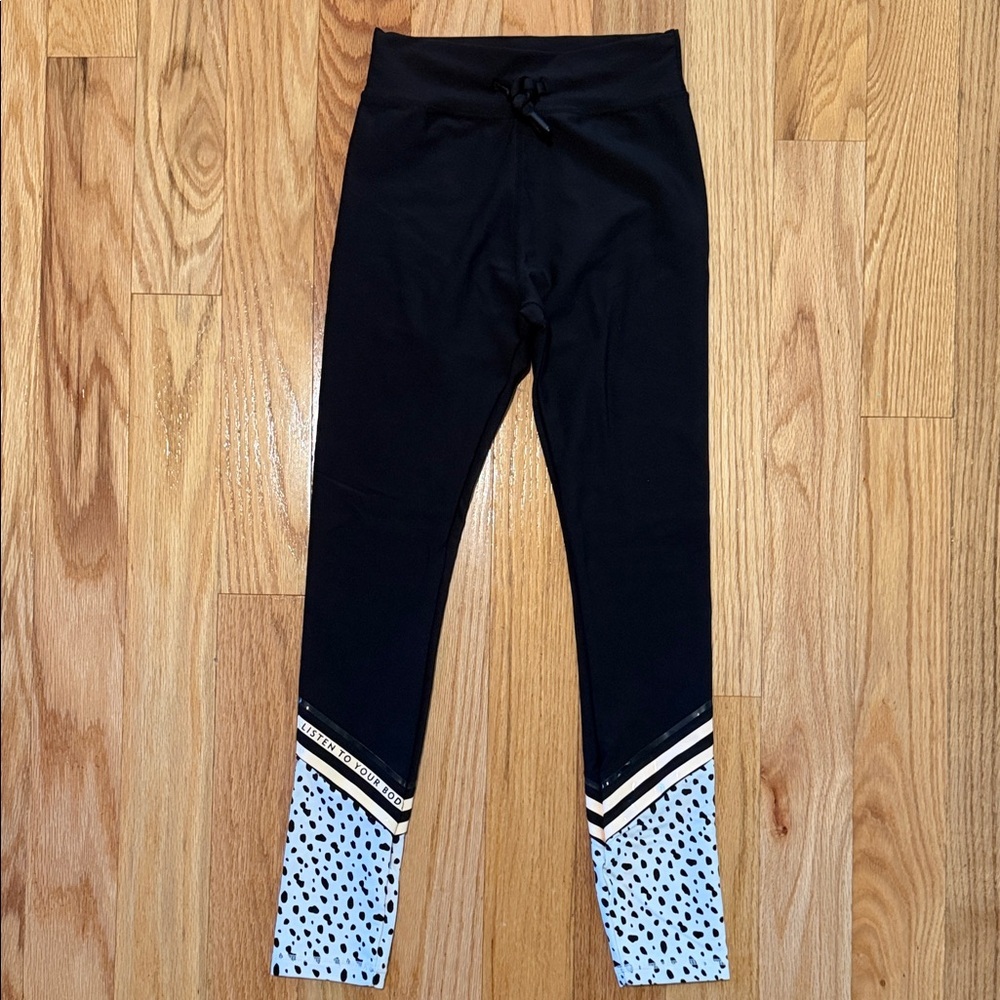 Sarah Day X White Fox Small collab Listen to your body black joggers/leggings